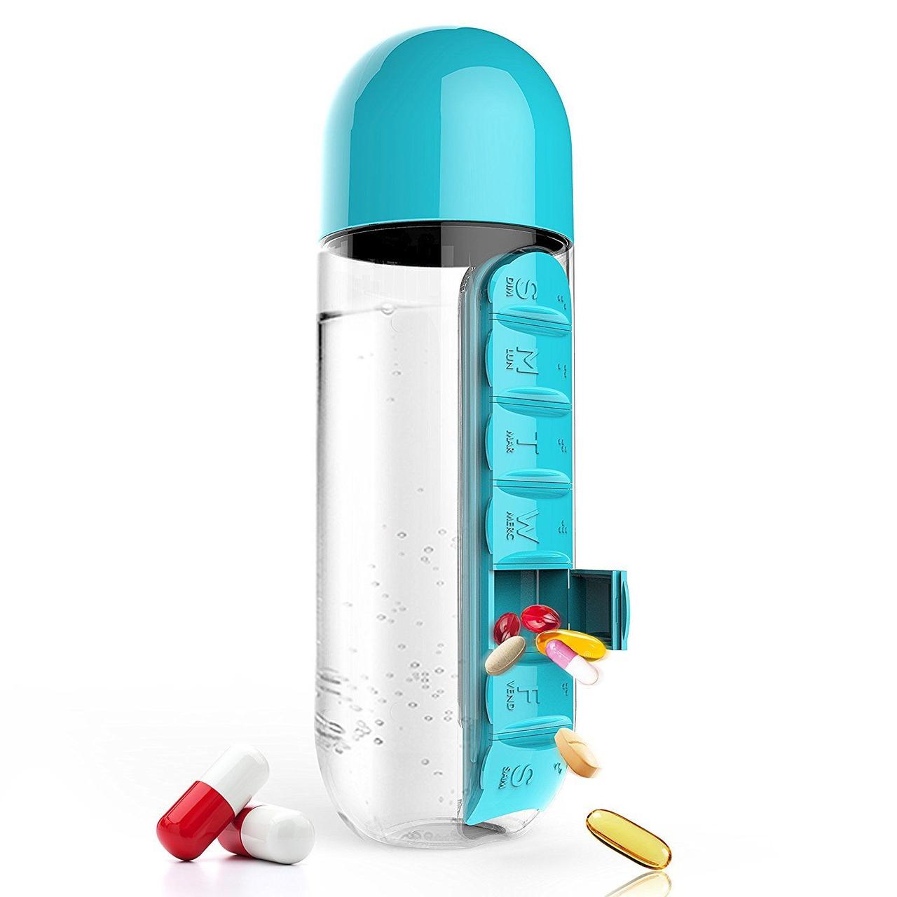 Бутылка с таблетницей In Style, голубая (артикул 10692.14) - фото 2 - id-p88639346