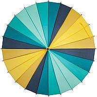 Зонт-трость «Спектр», бирюзовый с желтым (артикул 5380.48)