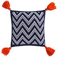 Подушка Levin, сине-белая с оранжевыми кистями (артикул 7601.46)