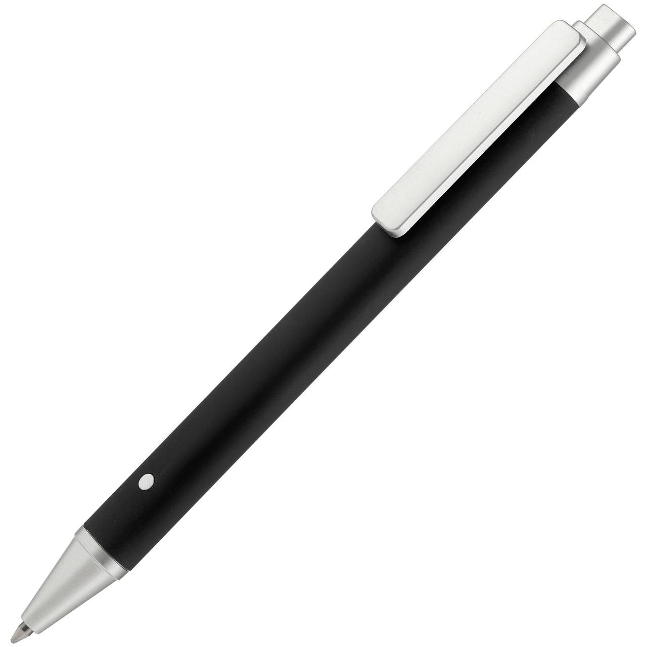 Ручка шариковая Button Up, черная с серебристым (артикул 10773.31)