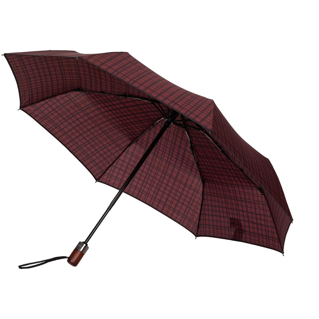 Складной зонт Wood Classic S с прямой ручкой, красный в клетку (артикул CK3-30023) - фото 2 - id-p88643478