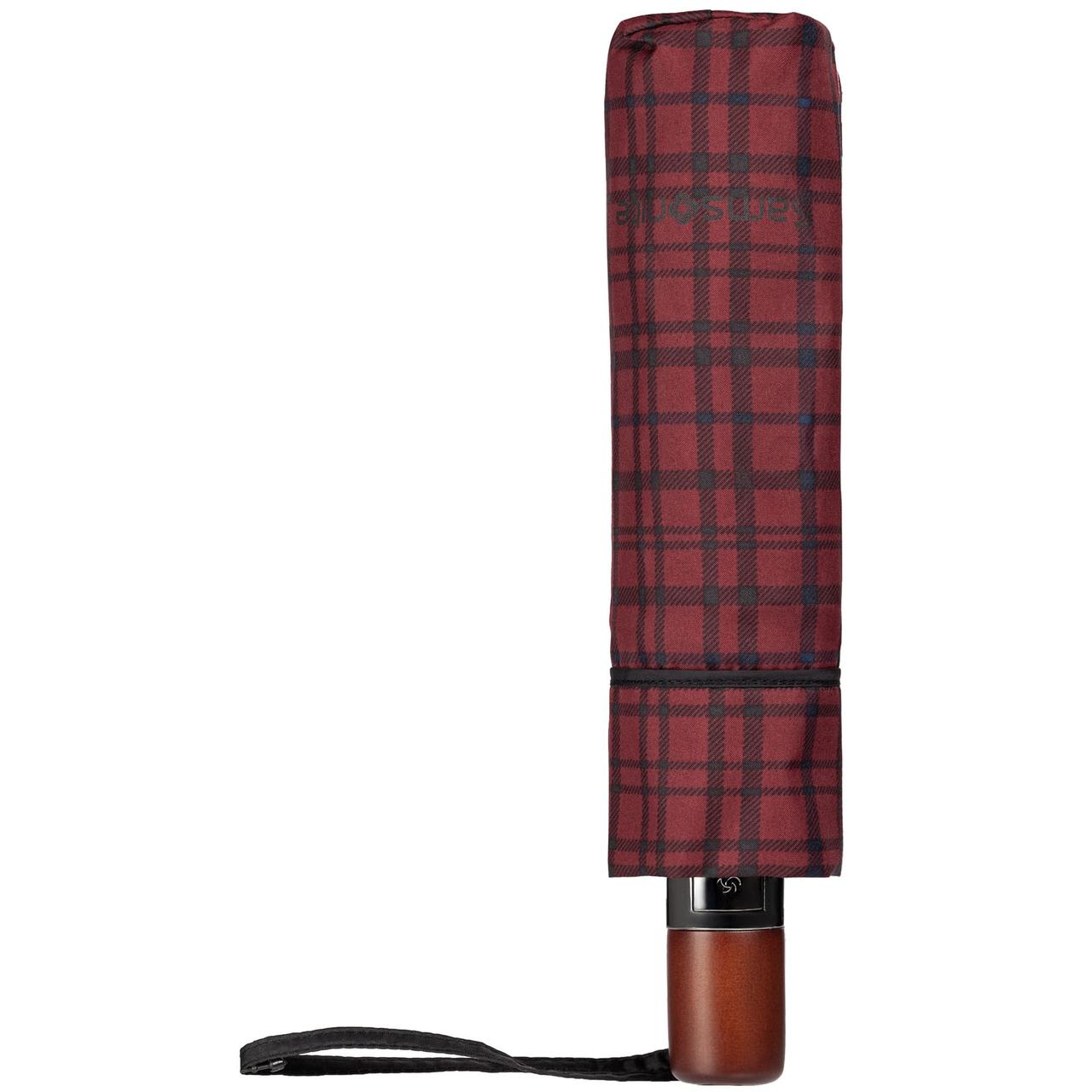 Складной зонт Wood Classic S с прямой ручкой, красный в клетку (артикул CK3-30023) - фото 3 - id-p88643478
