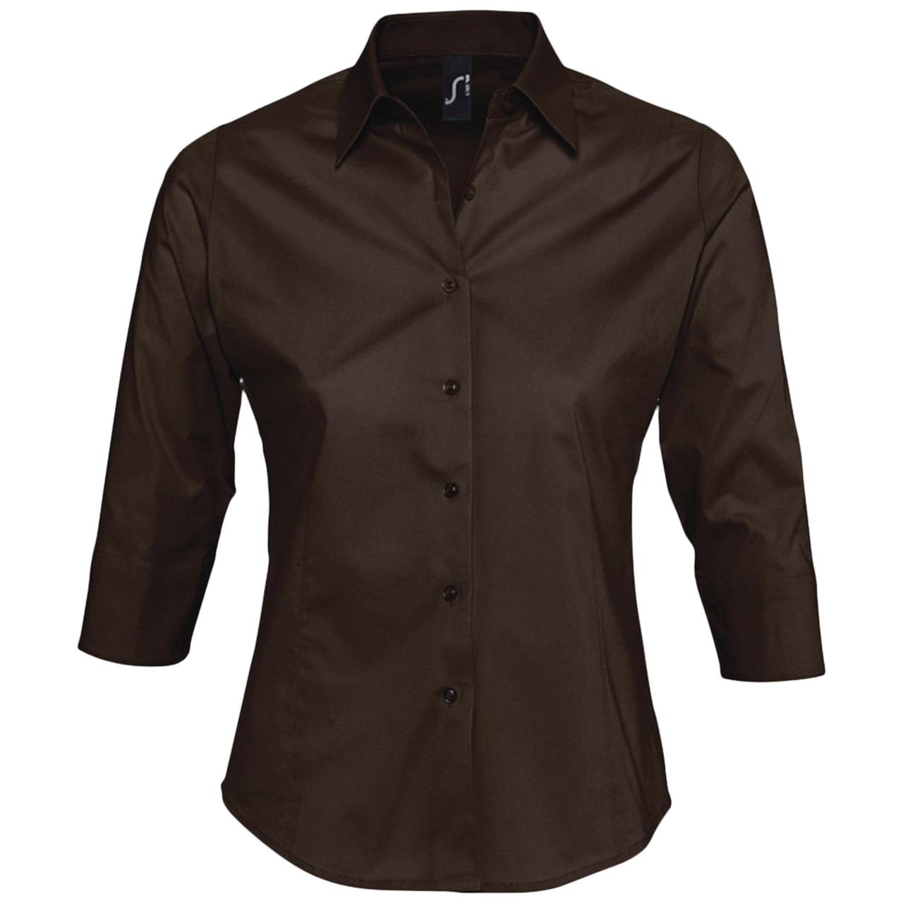 Рубашка женская с рукавом 3/4 Effect 140, темно-коричневая (артикул 17010399)
