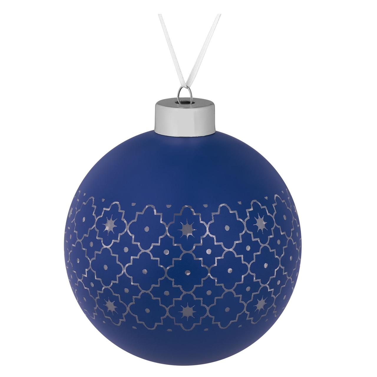 Елочный шар Chain, 10 см, синий (артикул 7170.40)