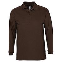 Рубашка поло мужская с длинным рукавом Winter II 210 шоколадно-коричневая (артикул 11353398)