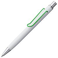 Ручка шариковая Clamp, белая с зеленым (артикул 7654.69)
