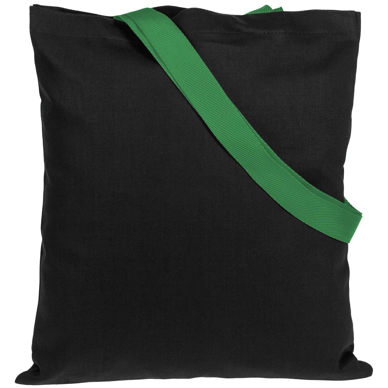 Холщовая сумка BrighTone, черная с зелеными ручками (артикул 10766.39) - фото 2 - id-p88634887