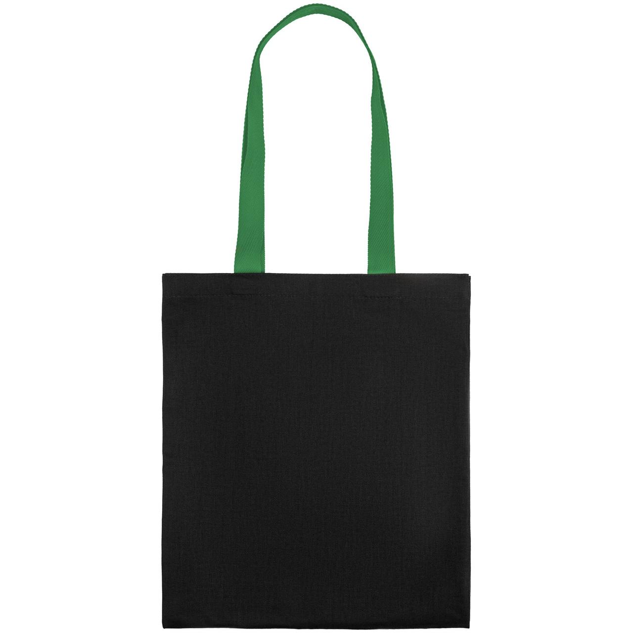 Холщовая сумка BrighTone, черная с зелеными ручками (артикул 10766.39) - фото 3 - id-p88634887