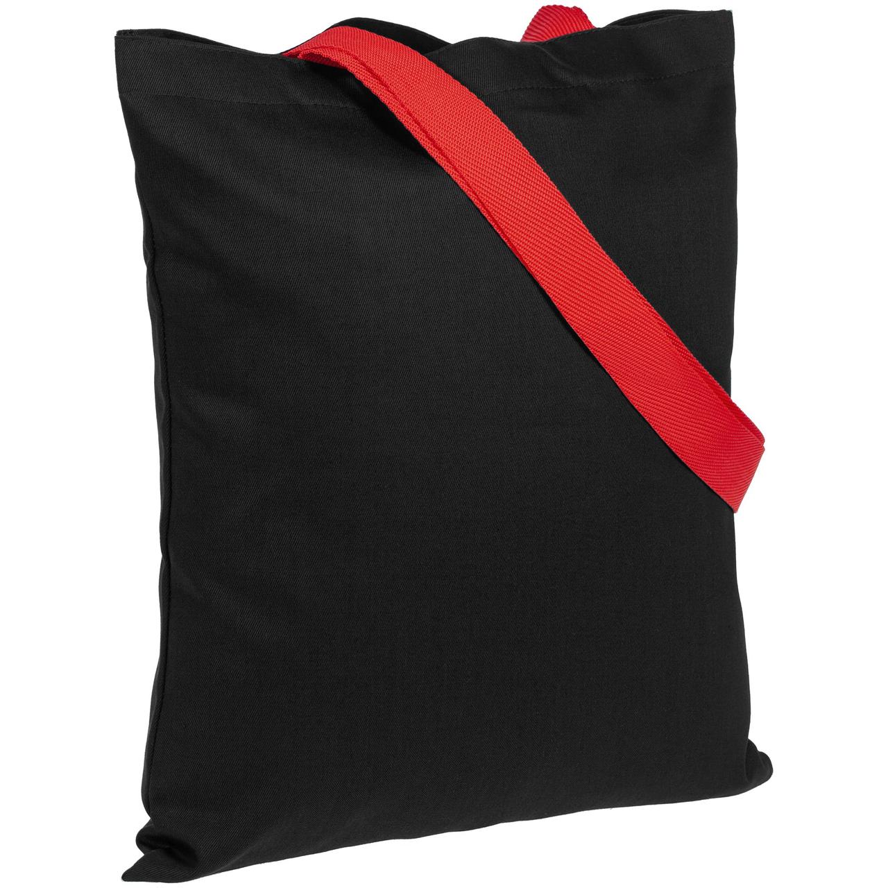 Холщовая сумка BrighTone, черная с красными ручками (артикул 10766.35)