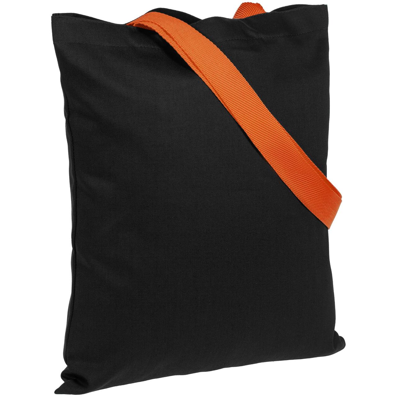Холщовая сумка BrighTone, черная с оранжевыми ручками (артикул 10766.32)