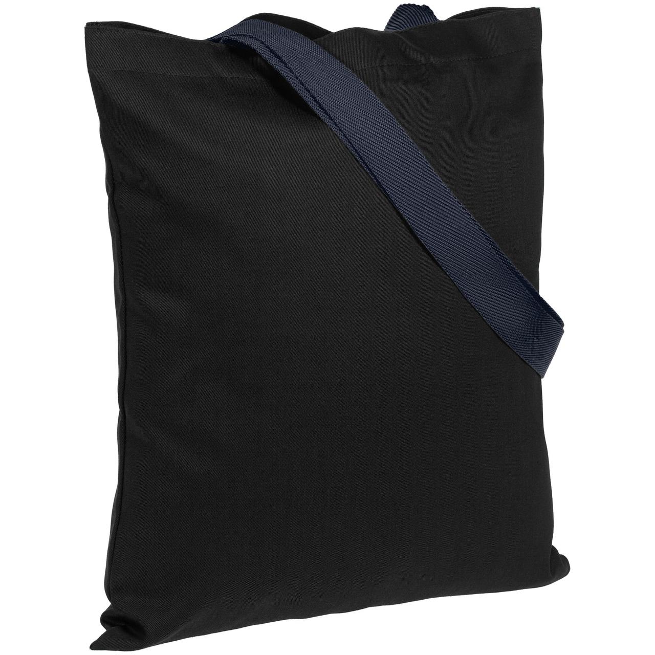 Холщовая сумка BrighTone, черная с темно-синими ручками (артикул 10766.34)