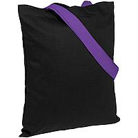 Холщовая сумка BrighTone, черная с фиолетовыми ручками (артикул 10766.37)