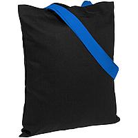 Холщовая сумка BrighTone, черная с ярко-синими ручками (артикул 10766.38)