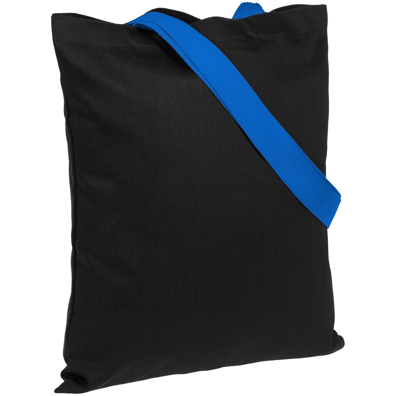 Холщовая сумка BrighTone, черная с ярко-синими ручками (артикул 10766.38) - фото 1 - id-p88634893