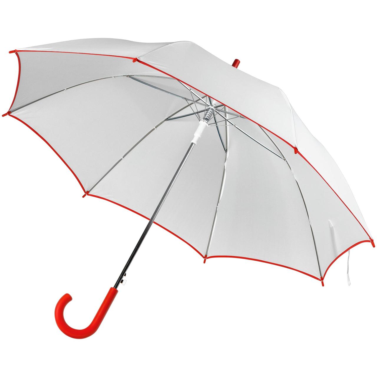 Зонт-трость Unit White, белый с красным (артикул 5788.65), фото 1