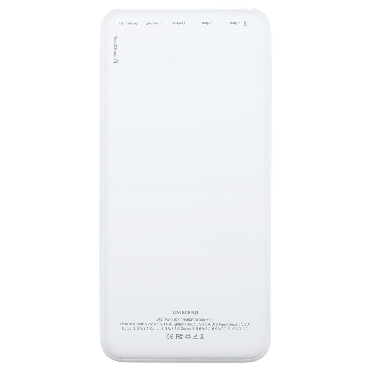 Аккумулятор Uniscend All Day Quick Charge 20000 мAч, белый (артикул 2310.61) - фото 3 - id-p88643045