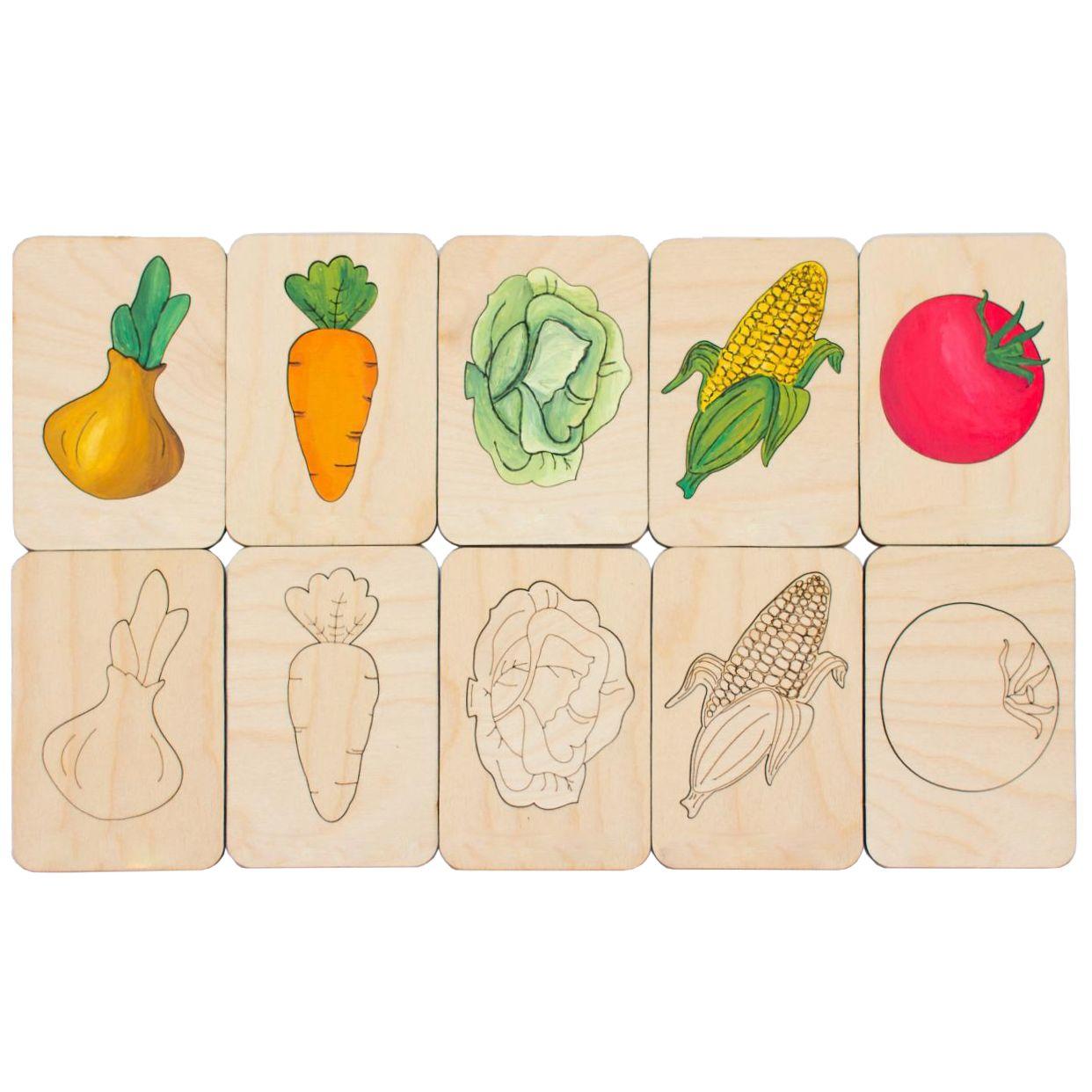Карточки-раскраски Wood Games, овощи (артикул 11495.01)