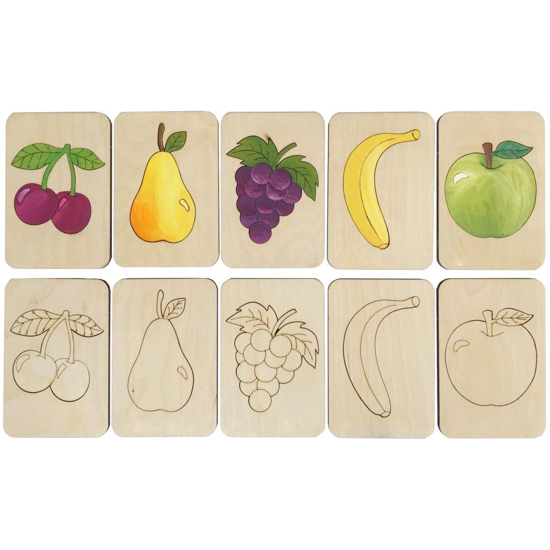 Карточки-раскраски Wood Games, фрукты (артикул 11495.02)