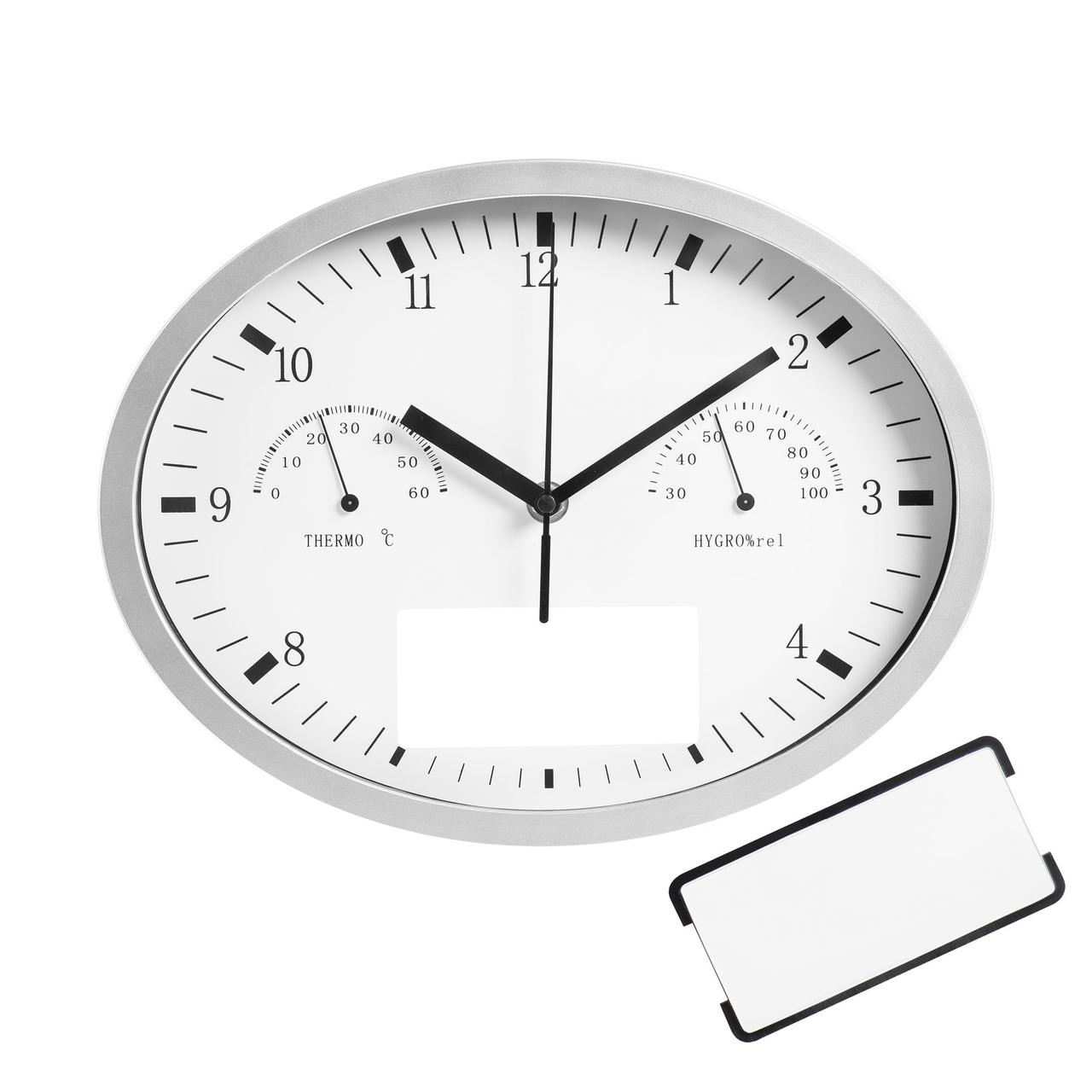 Часы настенные INSERT3 с термометром и гигрометром, белые (артикул 6186.60)