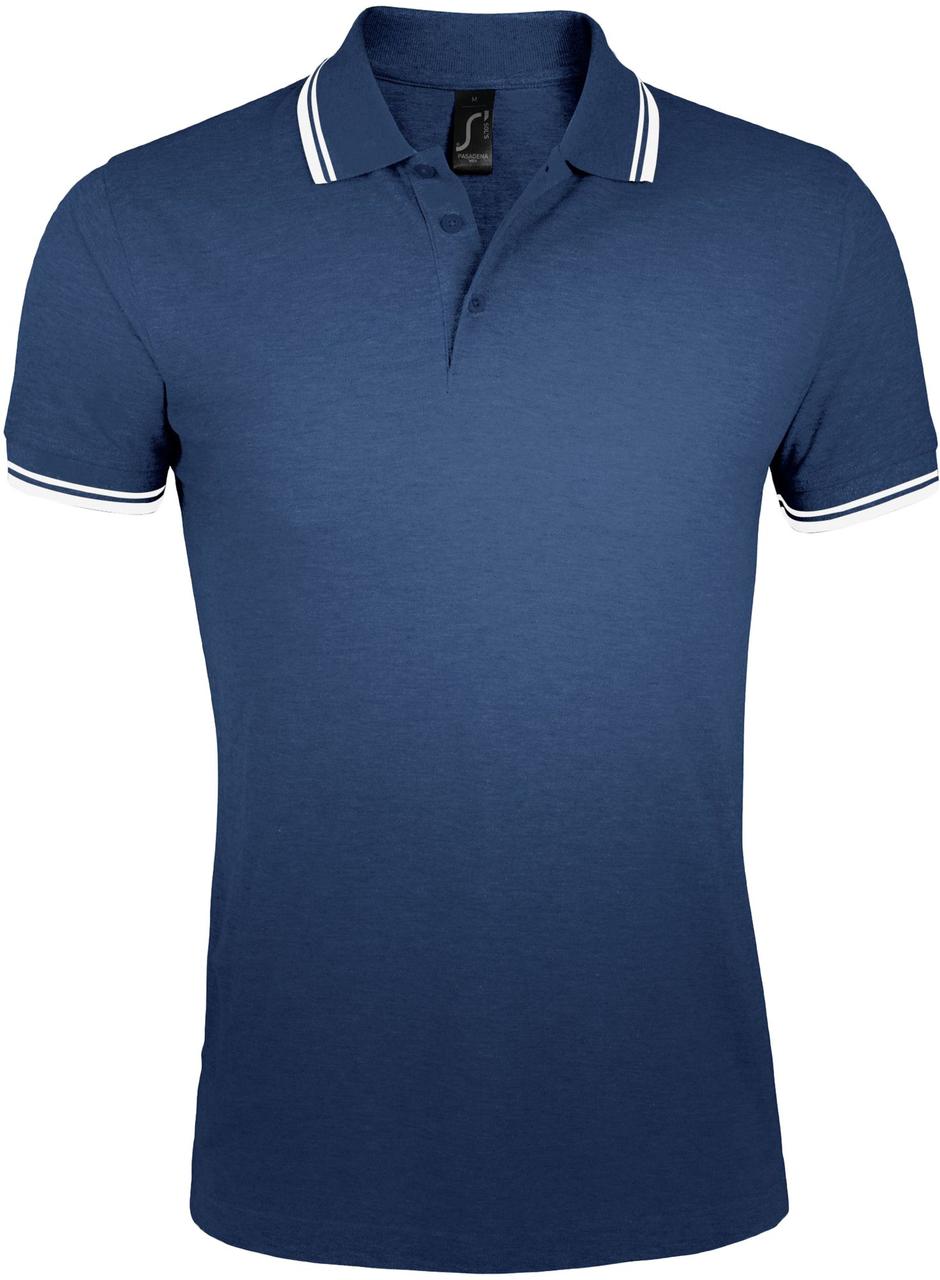 Рубашка поло мужская Pasadena Men 200 с контрастной отделкой, темно-синяя с белым (артикул 5851.47) - фото 1 - id-p88640143