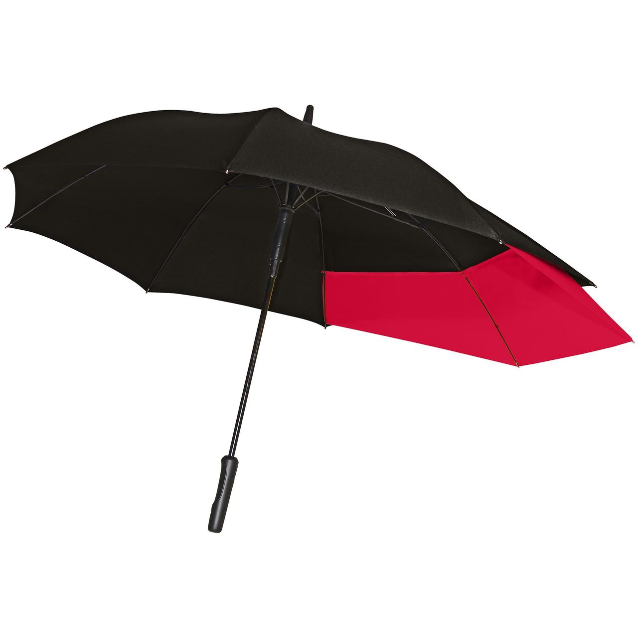 Зонт-трость Fiber Move AC, черный с красным (артикул 11854.35), фото 1