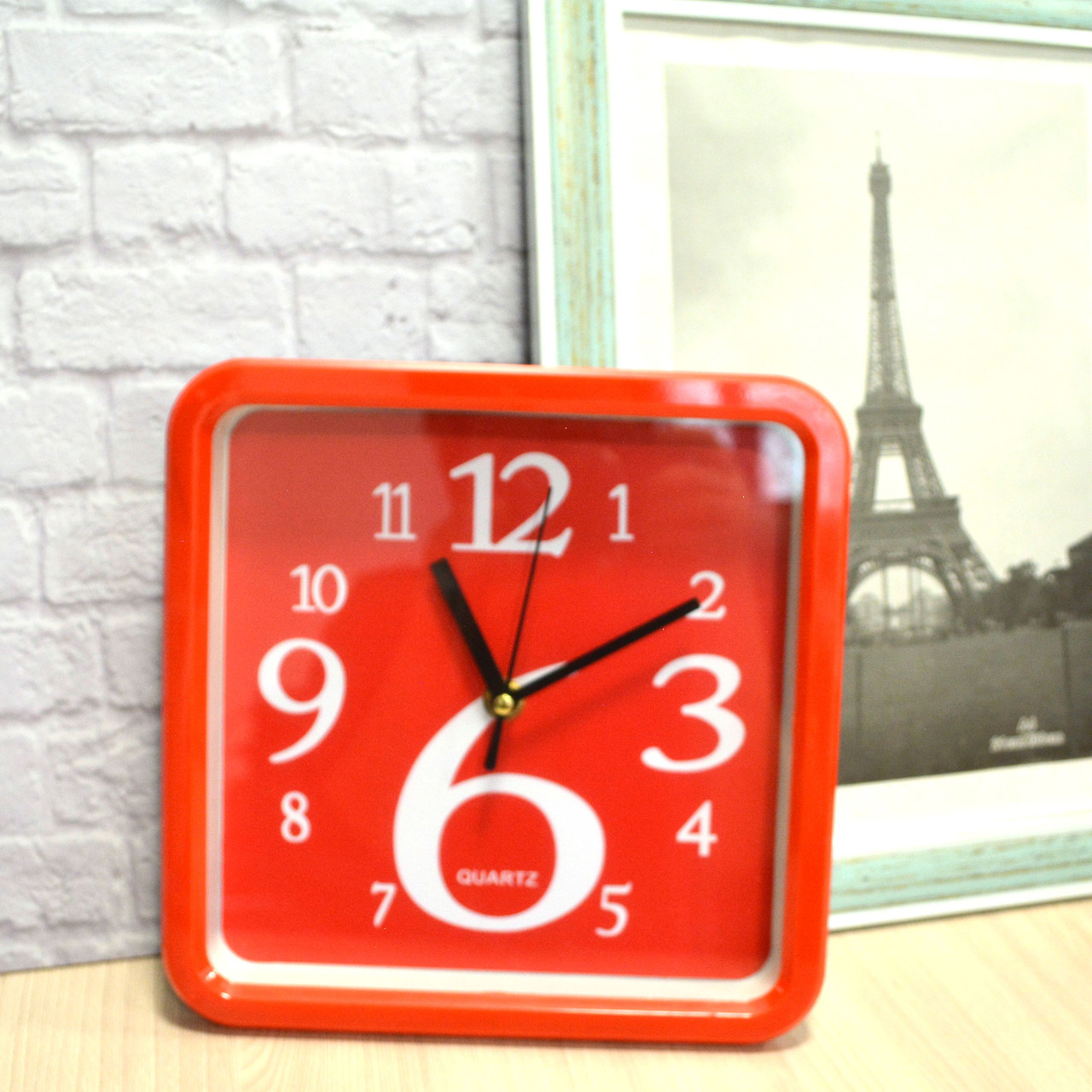 Часы настенные квадратные Quartz М5188А красные - фото 4 - id-p88662827