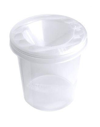 Стакан-непроливайка пластиковый "Стамм", серия "Cristal", прозрачный с белой крышкой