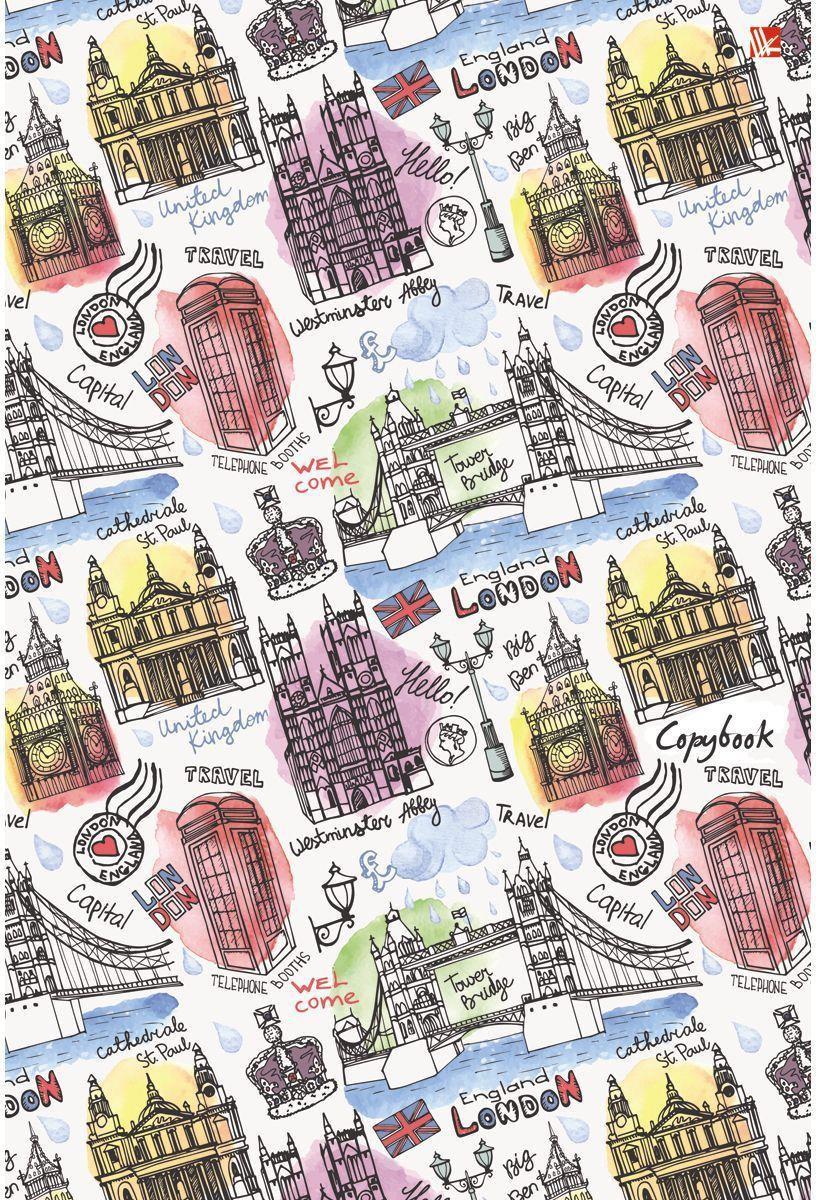 Тетрадь А4 96 листов в клетку Канц-Эксмо Графика "Путешествие по Лондону"