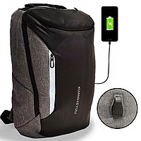 Городской рюкзак с USB выходом, для ноутбука со светоотражающими элементами 830 серый