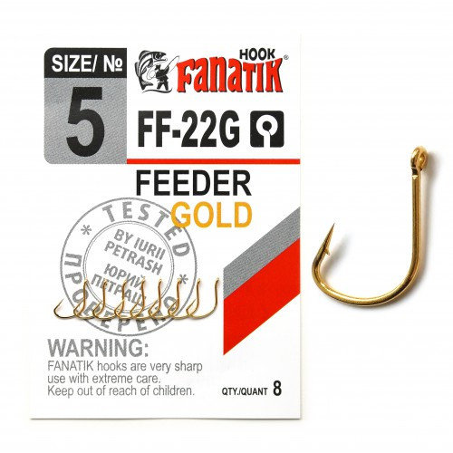 Крючок Fanatik Feeder FF-22 Gold/золото № 5 (9mm)8шт