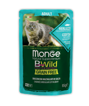 2768 Monge BWild GF Adult, влажный корм для кошек, треска с креветками и овощами, пауч 85гр.