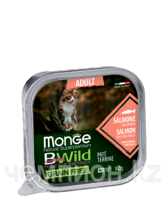 2881 Monge BWild GF Adult, влажный корм для кошек, паштет из лосося с овощами, уп.32*100гр.
