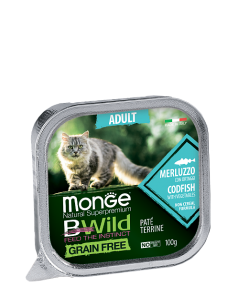 2867 Monge BWild GF Adult, влажный корм для кошек, паштет из трески с овощами, уп.32*100гр. - фото 1 - id-p88674565