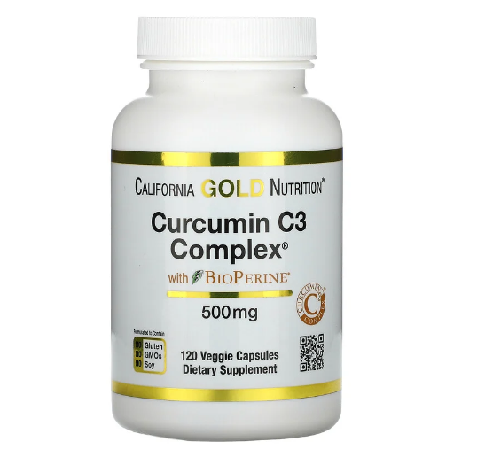 California Gold Nutrition, Curcumin C3 Complex с экстрактом BioPerine, 500 мг, 120 растительных капсул