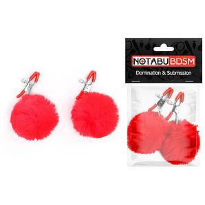 Зажимы для сосков с пушком, цвет красный