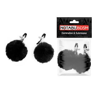 Зажимы для сосков с пушком, цвет чёрный