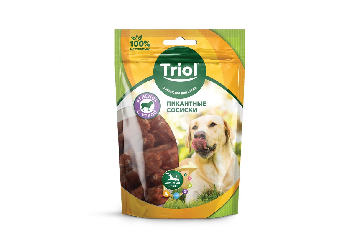 Сосиски Triol для собак, из ягненка с уткой
