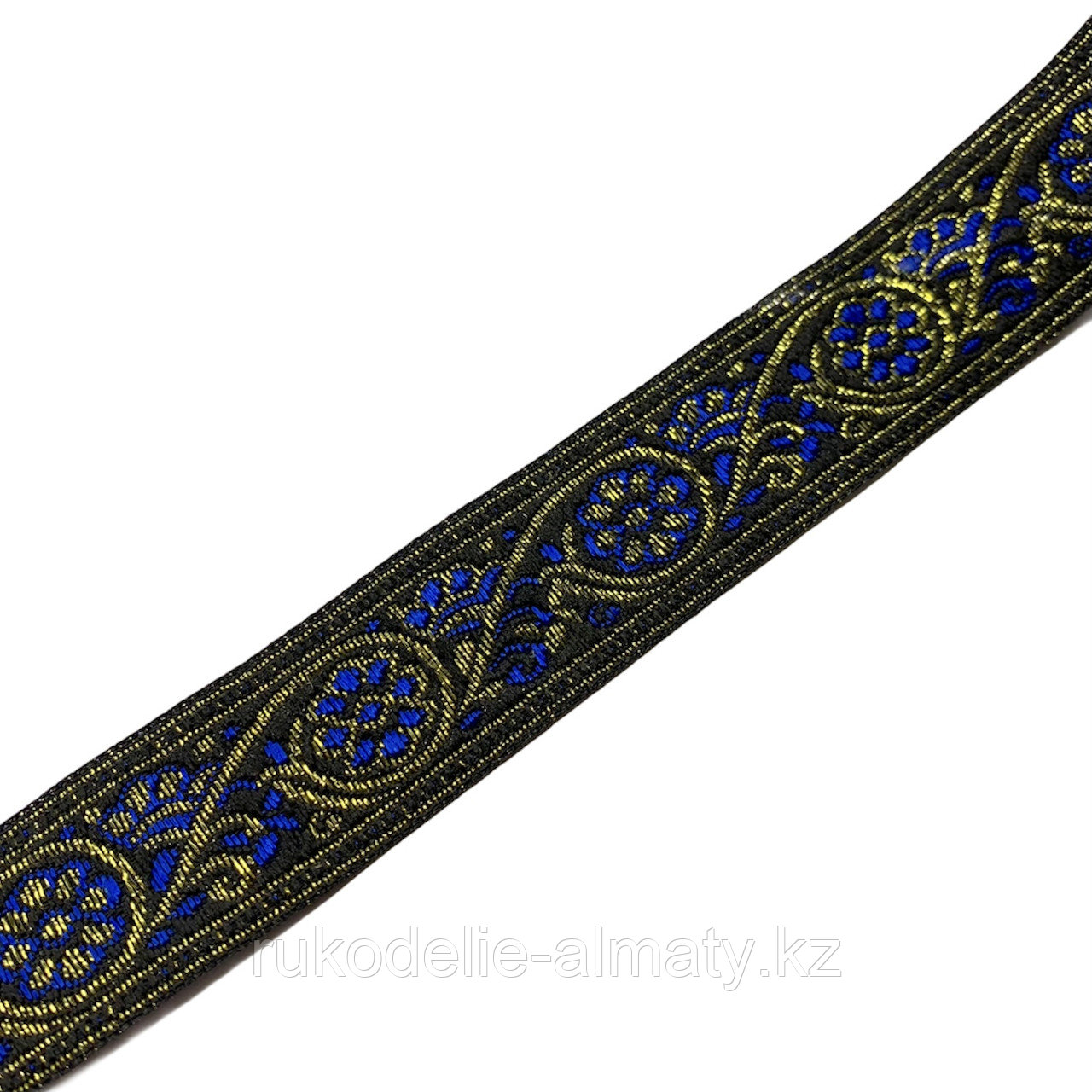 Лента декор жаккардовая с цветочными мотивами 25 мм, N-11 синий - фото 3 - id-p88709937