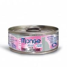 7016 MONGE CAT JELLY, тунец в желе со снетками, влажный корм для кошек, уп.24*80 гр.