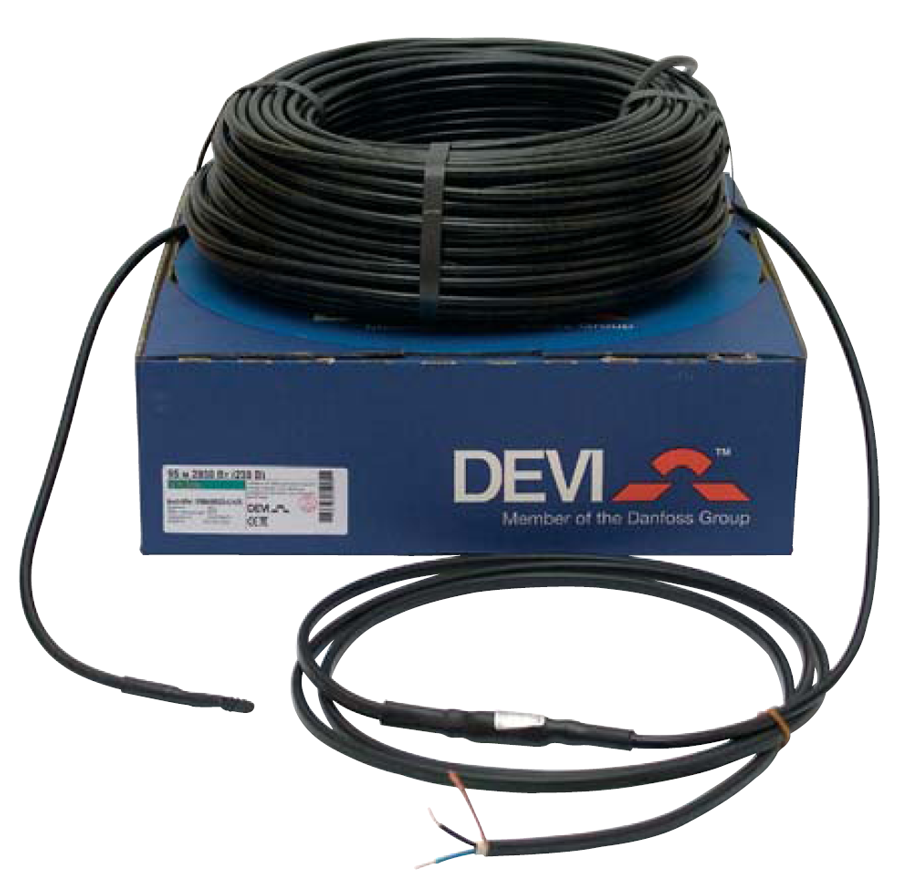 Нагревательный кабель для обогрева кровли, водостоков, крыш DEVI 30 Вт/м 34м