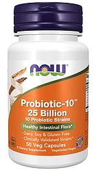 Now Foods, Probiotic-10, 25 млрд, 50 вегетарианских капсул