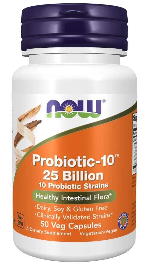 Now Foods, Probiotic-10, 25 млрд, 50 вегетарианских капсул - фото 1 - id-p88711439