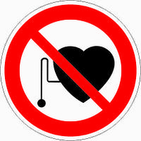 Знак Запрещается работа (присутствие) людей со стимуляторами сердечной деятельности