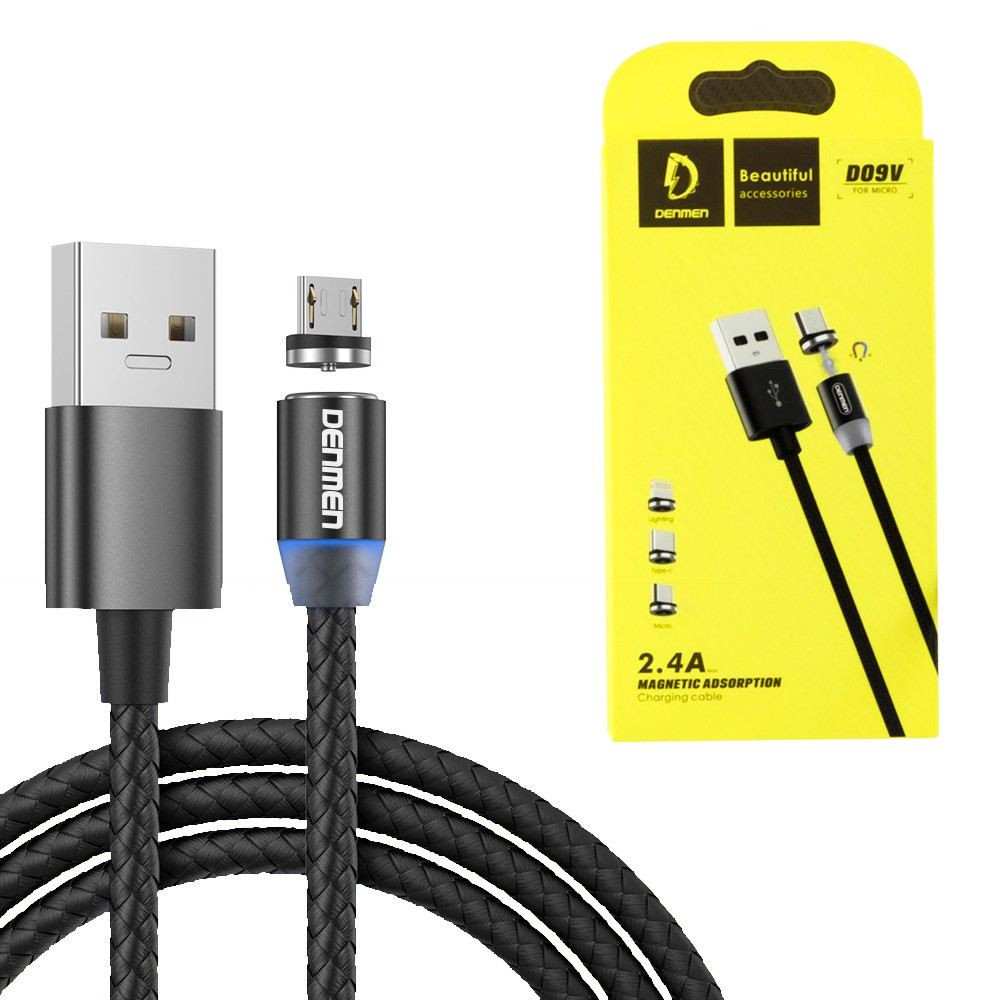 Кабель Micro USB Denmen D09V Magnetic, Black