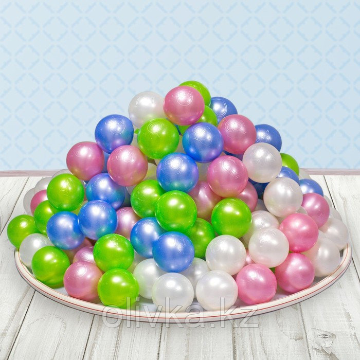 Шарики для сухого бассейна «Перламутровые», диаметр шара 7,5 см, набор 50 штук, цвет розовый, голубой, белый,