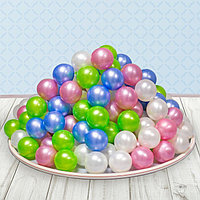 Шарики для сухого бассейна «Перламутровые», диаметр шара 7,5 см, набор 50 штук, цвет розовый, голубой, белый,