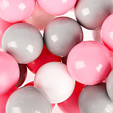 Шарики для сухого бассейна с рисунком, диаметр шара 7,5 см, набор 60 штук, цвет розовый, белый, серый, фото 2