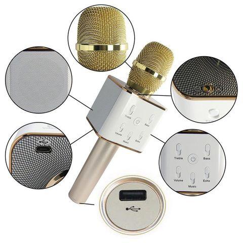 Караоке-микрофон беспроводной TUXUN Q7 со встроенной bluetooth-колонкой (Розовое золото) - фото 4 - id-p88724464