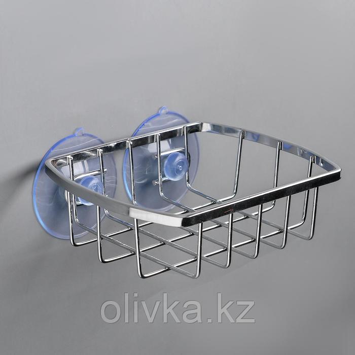 Мыльница на присосках Доляна, 13×10,5×4 см, цвет хром