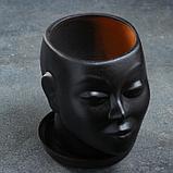 Фигурное кашпо "Голова", чёрное, 17х14х15см, фото 3